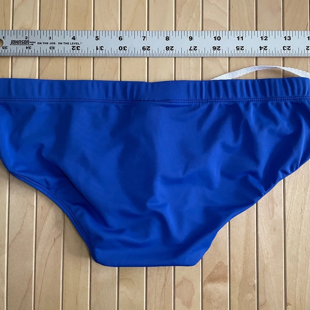 Men's Royal Blue Swim Briefs with White Drawstring
